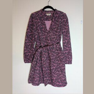 Boden Esmerelda Tie Waist Dress - Pink and Black Print with Pockets